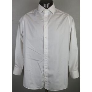 Mens Indochino Long Sleeve Button Front Dress Shirt‎ Solid White Cotton Big 2XL